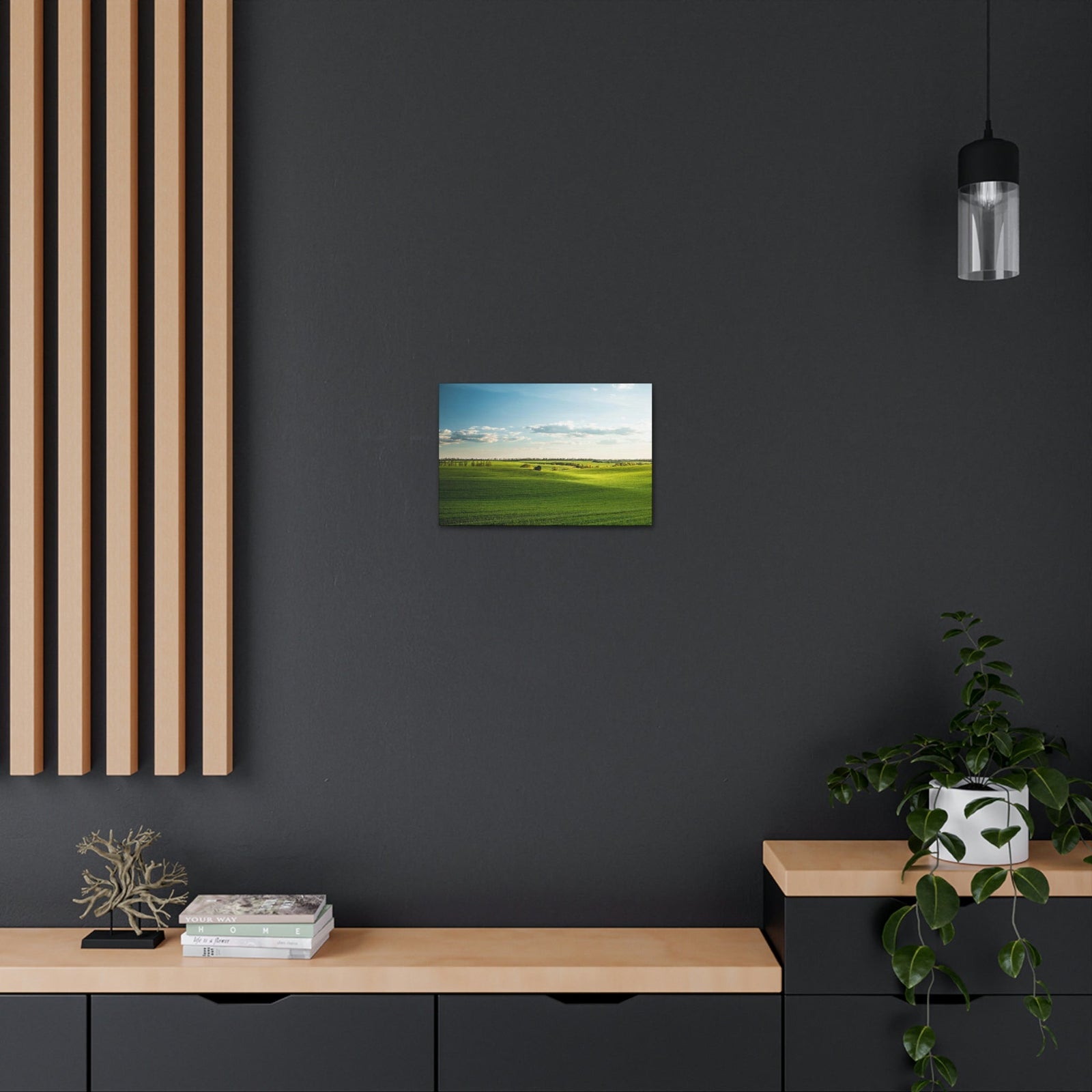 Glamorous Green Wavy Fields Scene Beautiful Astonishing and Splendid Farm Beauty Nature Scene Summer on the Farm Wall Art Ready to Hang Unframed-Express Your Love Gifts
