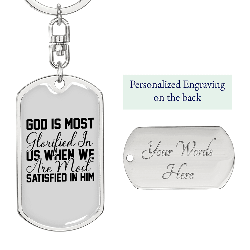 Glorified In Us Keychain Stainless Steel or 18k Gold Dog Tag Keyring-Express Your Love Gifts