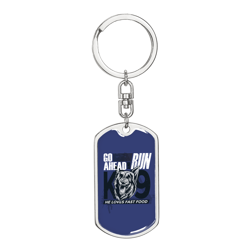 Go Ahead Keychain Stainless Steel or 18k Gold Dog Tag Keyring-Express Your Love Gifts