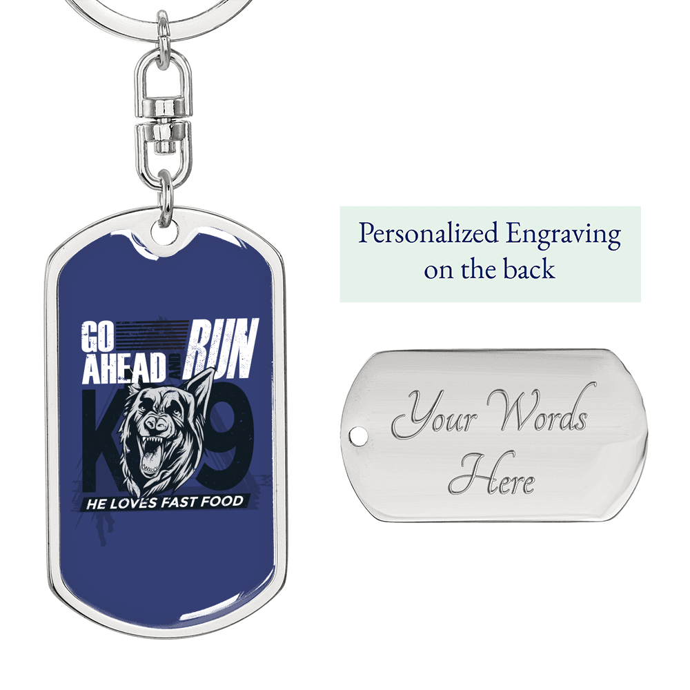 Go Ahead Keychain Stainless Steel or 18k Gold Dog Tag Keyring-Express Your Love Gifts