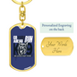 Go Ahead Keychain Stainless Steel or 18k Gold Dog Tag Keyring-Express Your Love Gifts