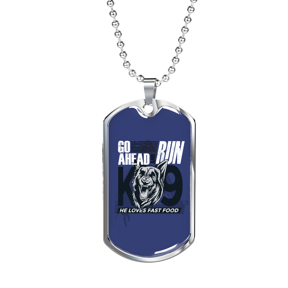 Go Ahead Necklace Stainless Steel or 18k Gold Dog Tag 24"-Express Your Love Gifts