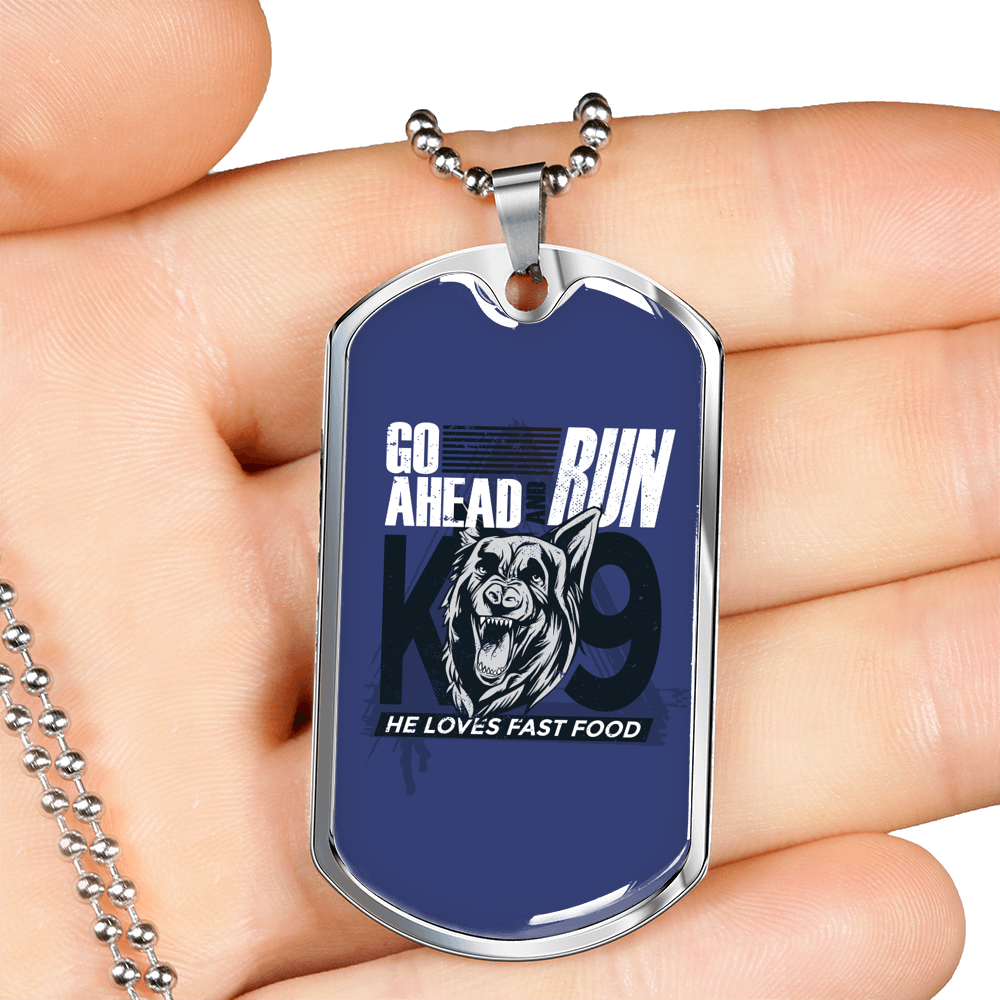 Go Ahead Necklace Stainless Steel or 18k Gold Dog Tag 24"-Express Your Love Gifts