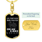 Go Further And Faster Cycling Keychain Stainless Steel or 18k Gold Dog Tag Keyring-Express Your Love Gifts