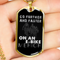Go Further And Faster Cycling Necklace Stainless Steel or 18k Gold Dog Tag 24"-Express Your Love Gifts