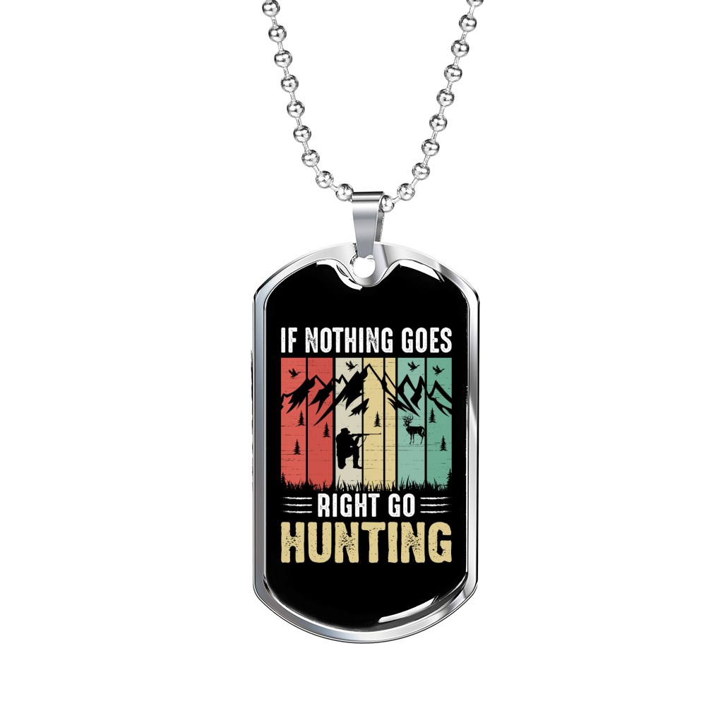 Go Hunting Necklace Stainless Steel or 18k Gold Dog Tag 24" Chain-Express Your Love Gifts