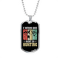 Go Hunting Necklace Stainless Steel or 18k Gold Dog Tag 24" Chain-Express Your Love Gifts