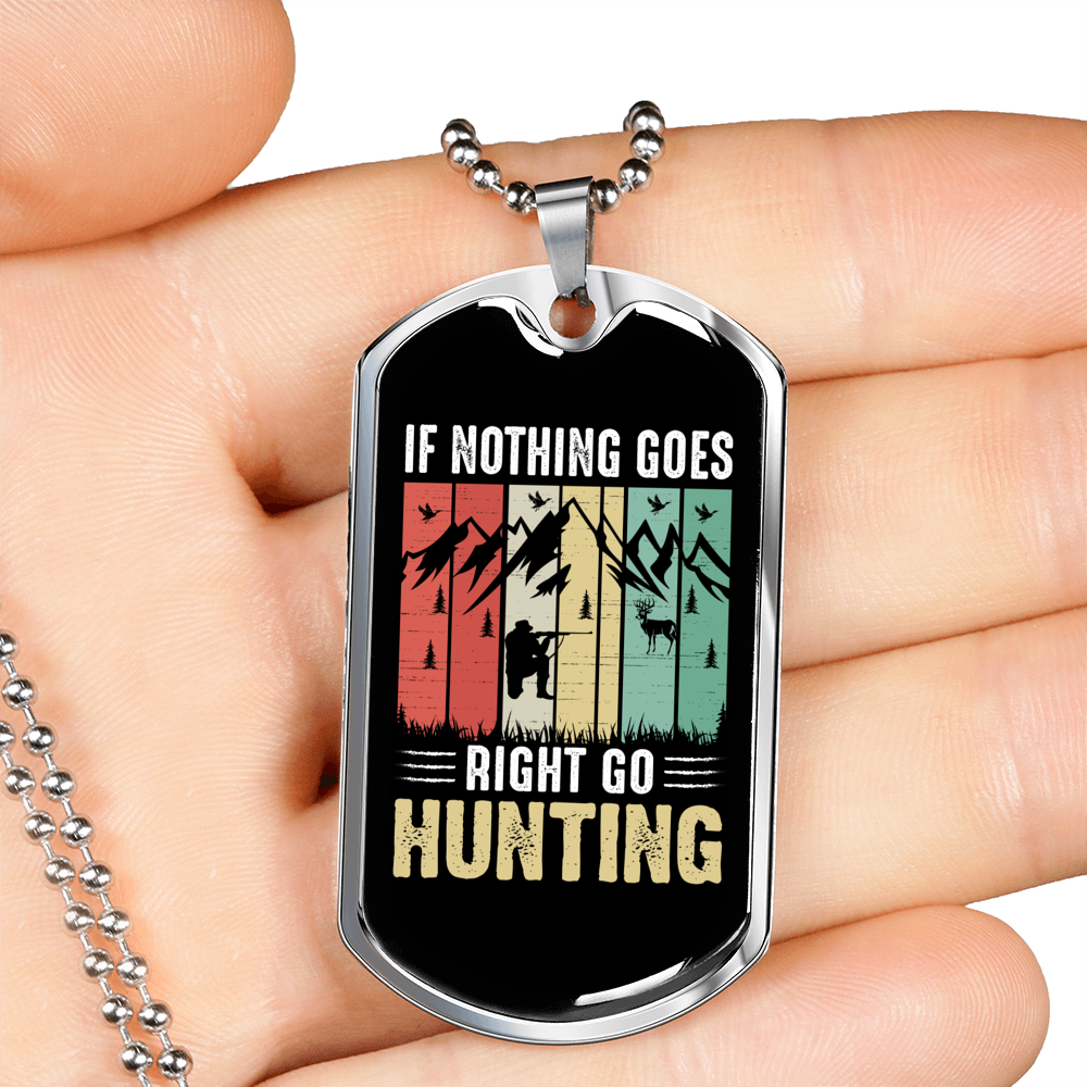 Go Hunting Necklace Stainless Steel or 18k Gold Dog Tag 24" Chain-Express Your Love Gifts