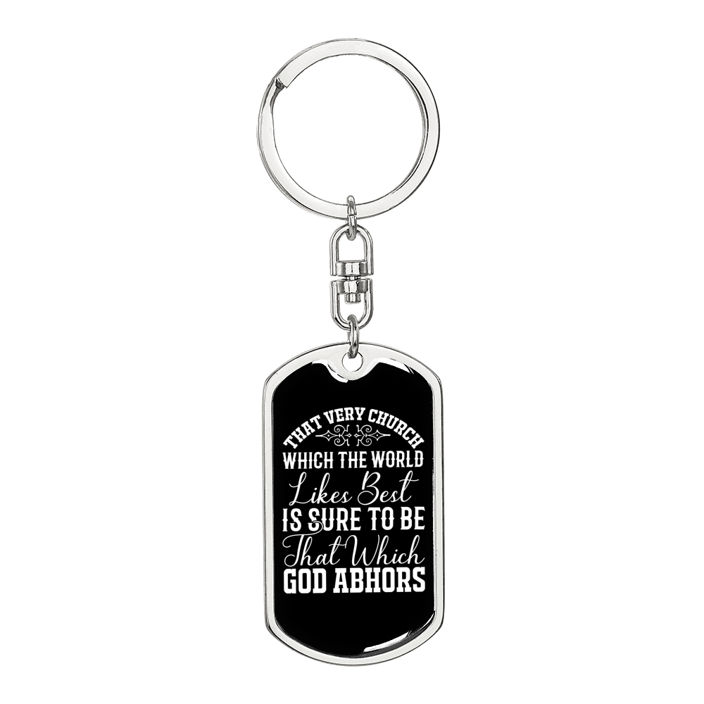 God Abhors Keychain Stainless Steel or 18k Gold Dog Tag Keyring-Express Your Love Gifts