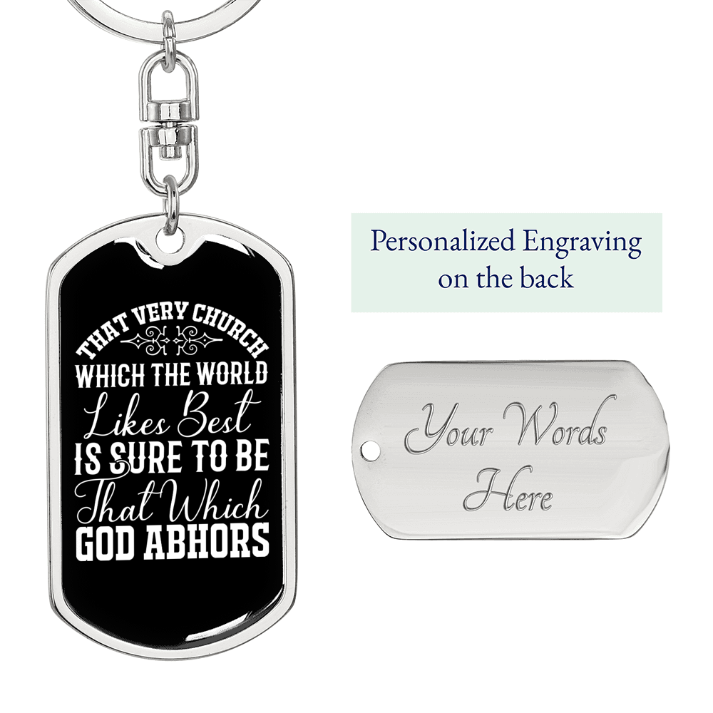 God Abhors Keychain Stainless Steel or 18k Gold Dog Tag Keyring-Express Your Love Gifts