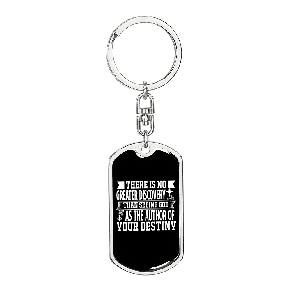 God Authors Your Destiny Romans 8:28-29 Keychain Stainless Steel or 18k Gold Dog Tag Keyring-Express Your Love Gifts