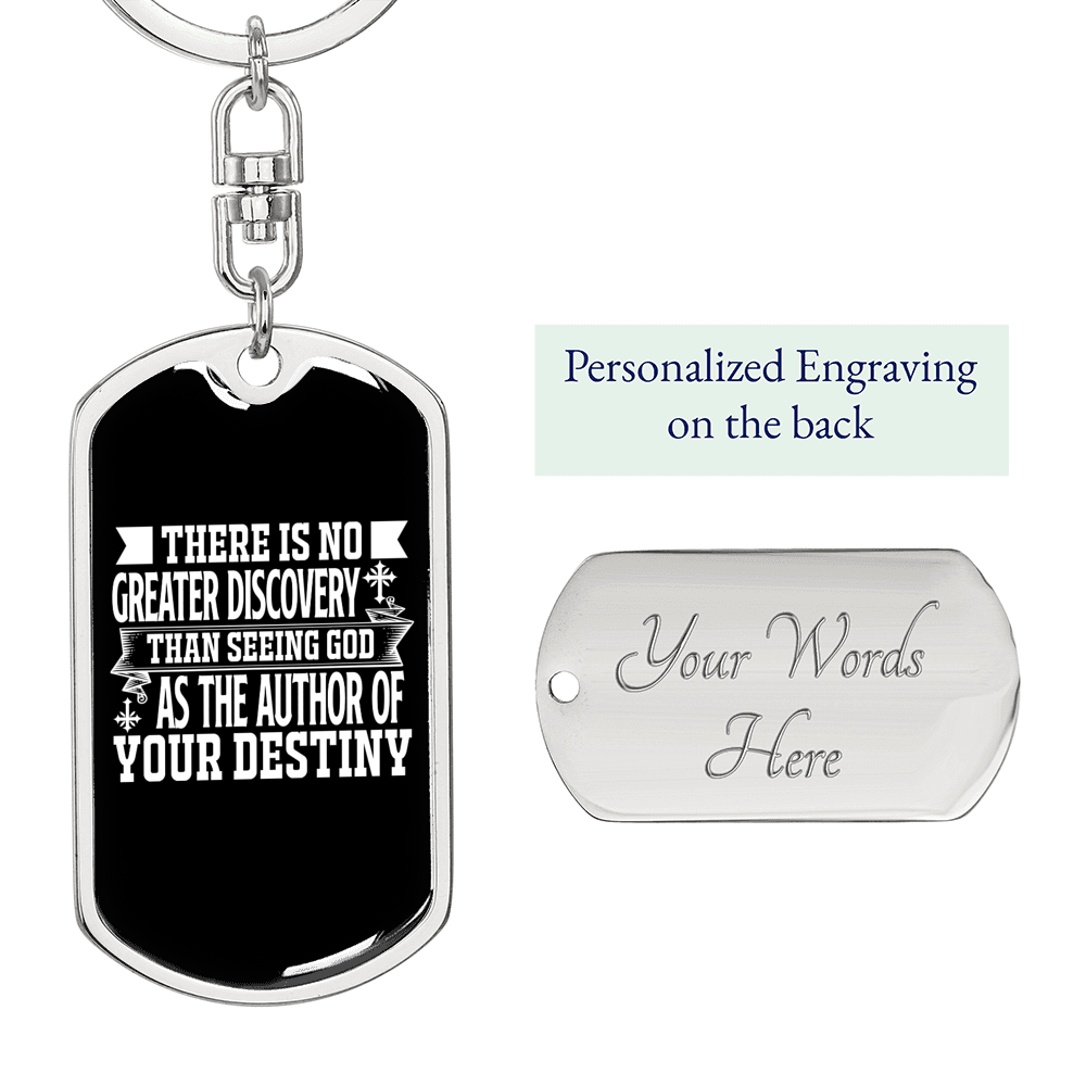 God Authors Your Destiny Romans 8:28-29 Keychain Stainless Steel or 18k Gold Dog Tag Keyring-Express Your Love Gifts