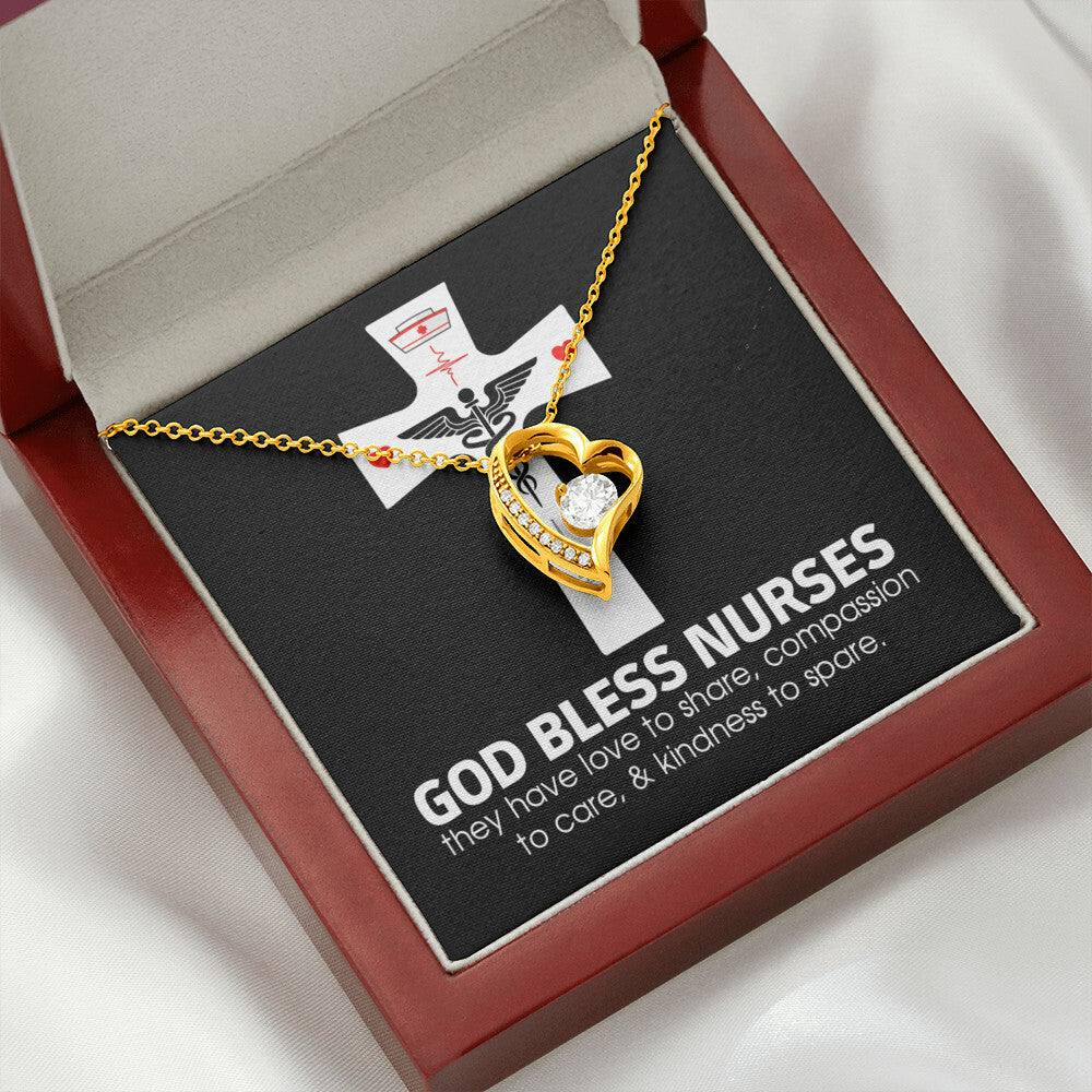 God Bless Nurses Healthcare Medical Worker Nurse Appreciation Gift Forever Necklace w Message Card-Express Your Love Gifts