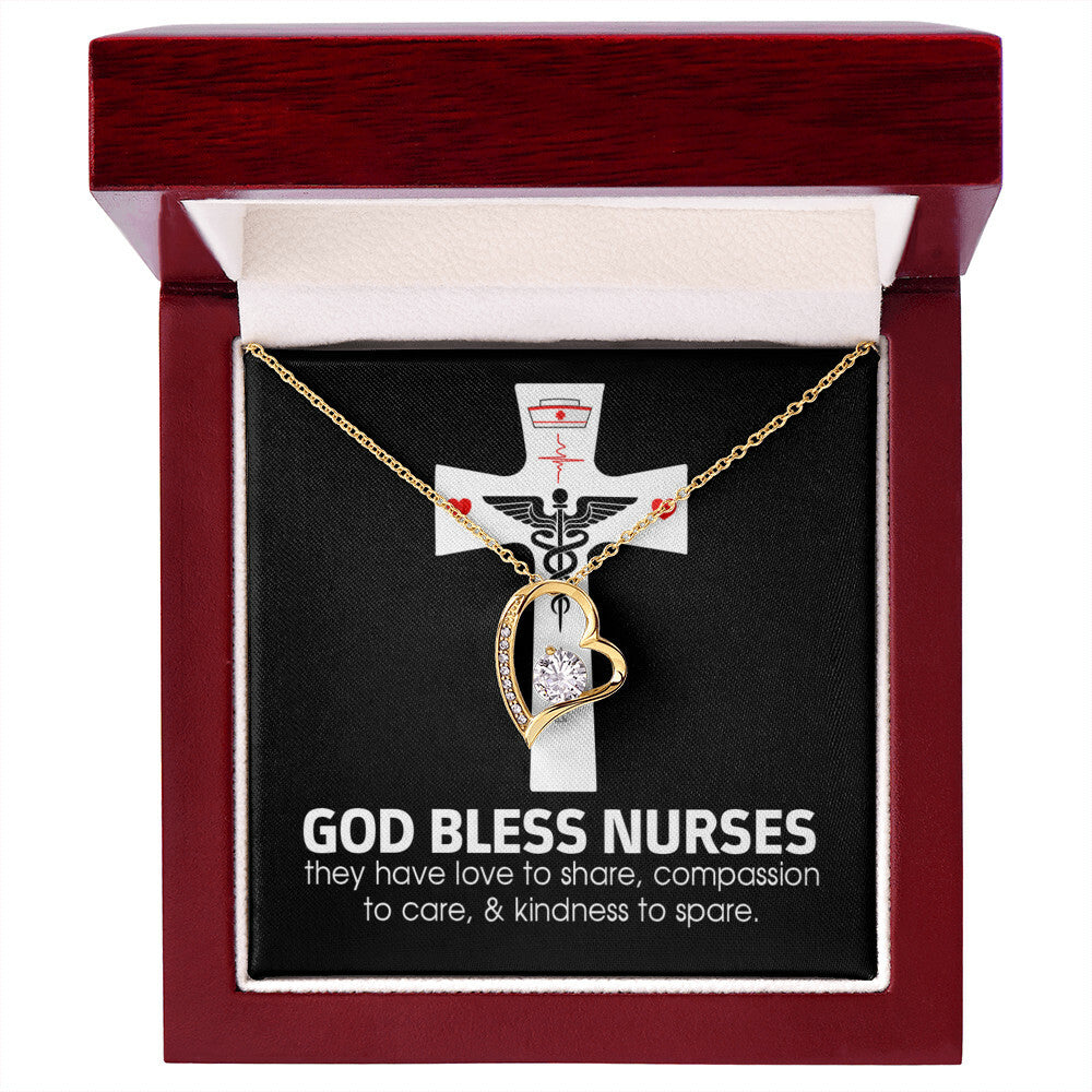 God Bless Nurses Healthcare Medical Worker Nurse Appreciation Gift Forever Necklace w Message Card-Express Your Love Gifts