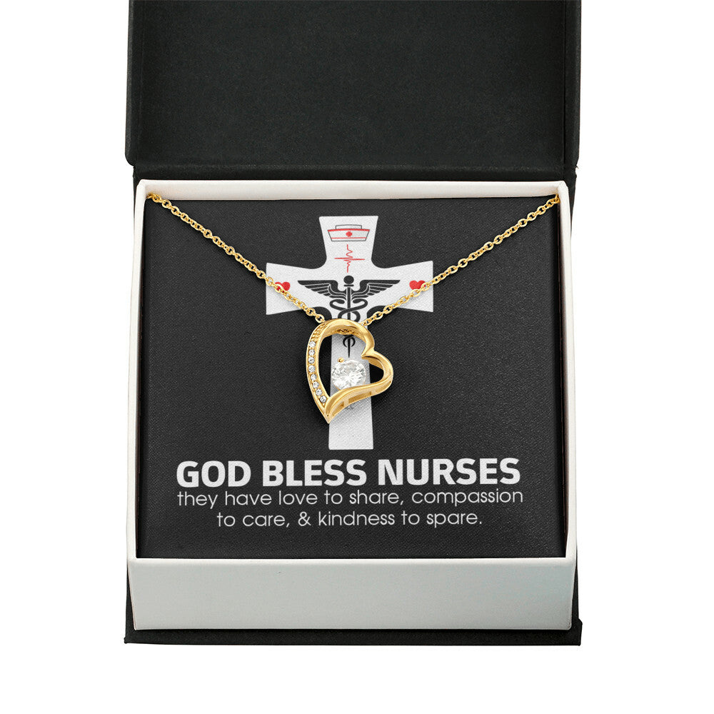 God Bless Nurses Healthcare Medical Worker Nurse Appreciation Gift Forever Necklace w Message Card-Express Your Love Gifts