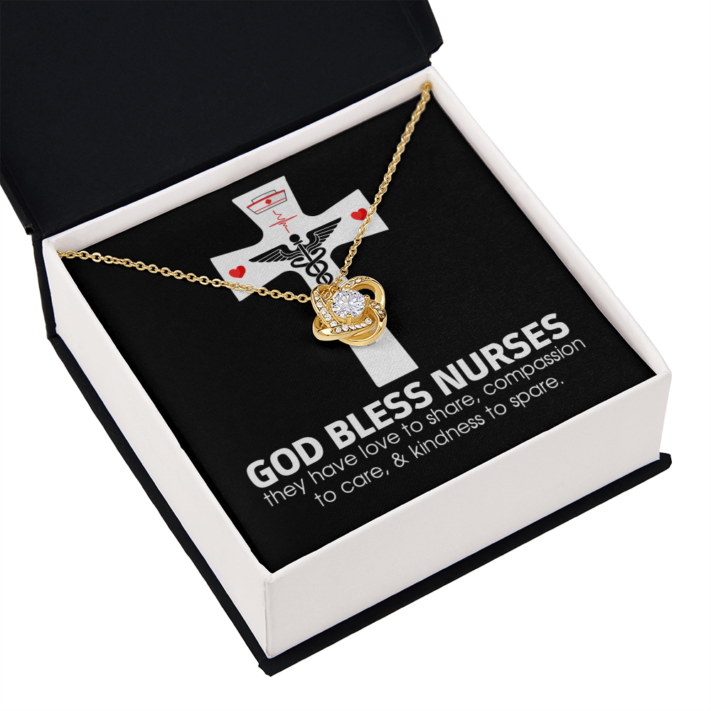 God Bless Nurses Healthcare Medical Worker Nurse Appreciation Gift Infinity Knot Necklace Message Card-Express Your Love Gifts