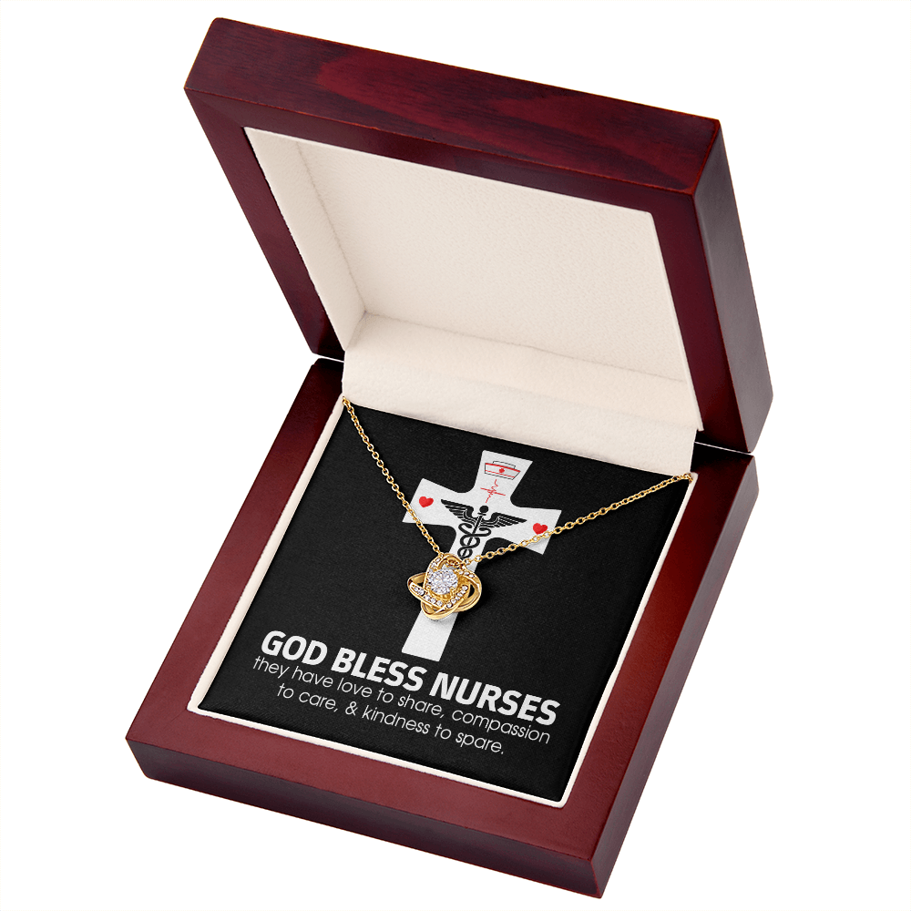 God Bless Nurses Healthcare Medical Worker Nurse Appreciation Gift Infinity Knot Necklace Message Card-Express Your Love Gifts