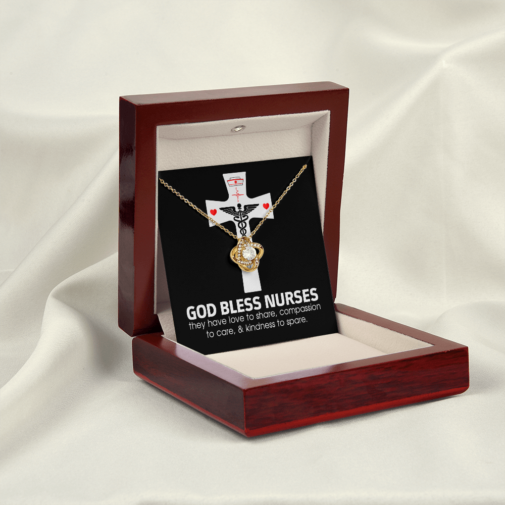 God Bless Nurses Healthcare Medical Worker Nurse Appreciation Gift Infinity Knot Necklace Message Card-Express Your Love Gifts