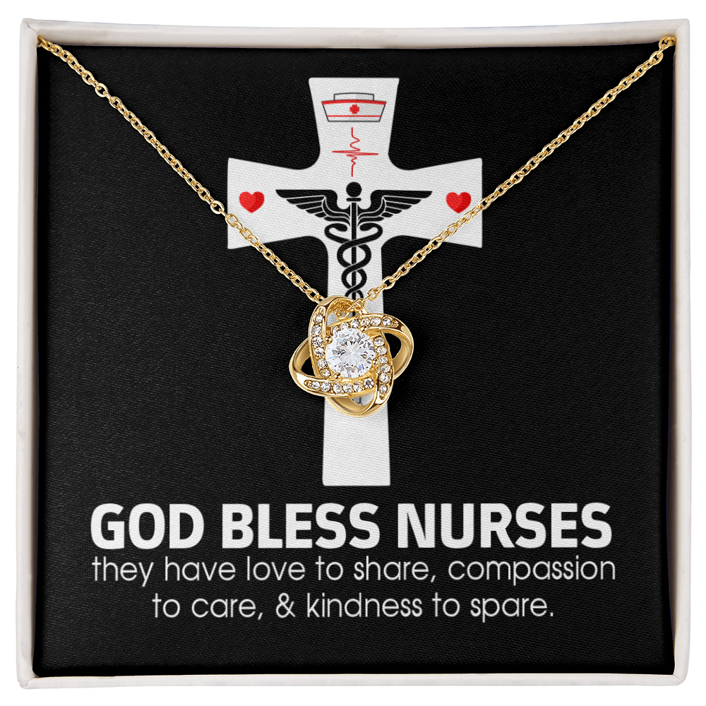 God Bless Nurses Healthcare Medical Worker Nurse Appreciation Gift Infinity Knot Necklace Message Card-Express Your Love Gifts