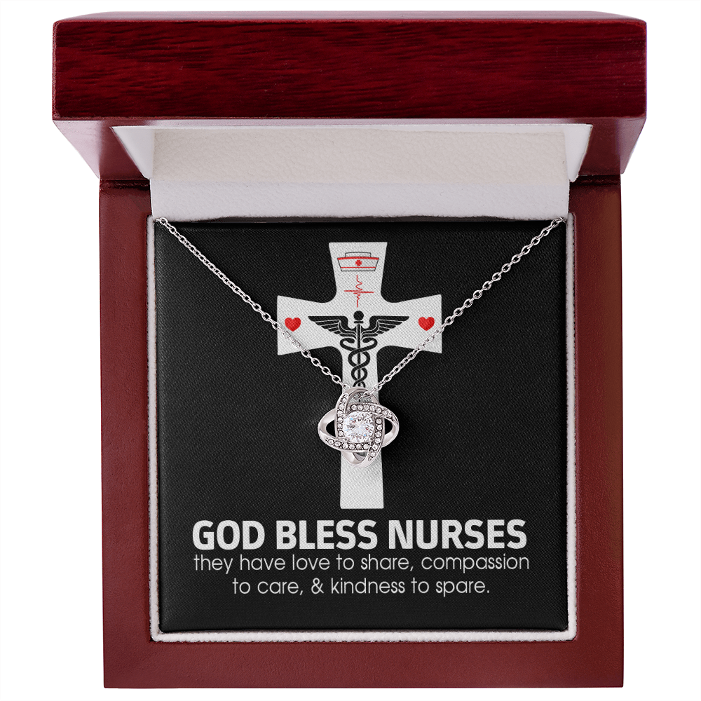 God Bless Nurses Healthcare Medical Worker Nurse Appreciation Gift Infinity Knot Necklace Message Card-Express Your Love Gifts
