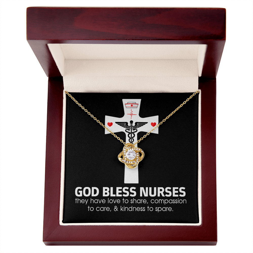God Bless Nurses Healthcare Medical Worker Nurse Appreciation Gift Infinity Knot Necklace Message Card-Express Your Love Gifts