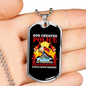 God Created Police Firefighter Gift Stainless Steel or 18k Gold Dog Tag 24" Chain-Express Your Love Gifts