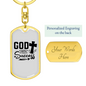 God Faith Success Arrow Cross Keychain Stainless Steel or 18k Gold Dog Tag Keyring-Express Your Love Gifts