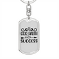 God Faith Success Arrows Keychain Stainless Steel or 18k Gold Dog Tag Keyring-Express Your Love Gifts