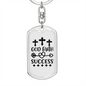 God Faith Success Crosses Keychain Stainless Steel or 18k Gold Dog Tag Keyring-Express Your Love Gifts