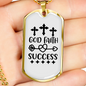 God Faith Success Crosses Necklace Stainless Steel or 18k Gold Dog Tag 24" Chain-Express Your Love Gifts