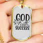 God Faith Success Necklace Stainless Steel or 18k Gold Dog Tag 24" Chain-Express Your Love Gifts