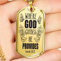 God Guides & Provides Necklace Stainless Steel or 18k Gold Dog Tag 24"-Express Your Love Gifts