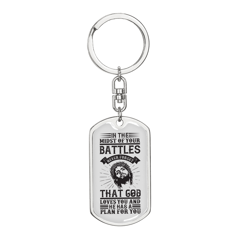 God Has A Plan Keychain Stainless Steel or 18k Gold Dog Tag Keyring-Express Your Love Gifts