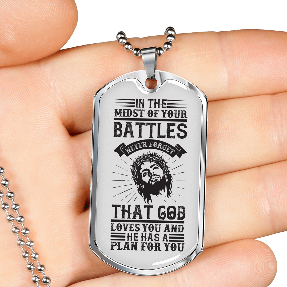 God Has Plan For You Necklace Stainless Steel or 18k Gold Dog Tag 24" Chain-Express Your Love Gifts