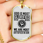 God Is Glorified Necklace Stainless Steel or 18k Gold Dog Tag 24" Chain-Express Your Love Gifts