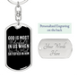 God Is Glorified White Keychain Stainless Steel or 18k Gold Dog Tag Keyring-Express Your Love Gifts