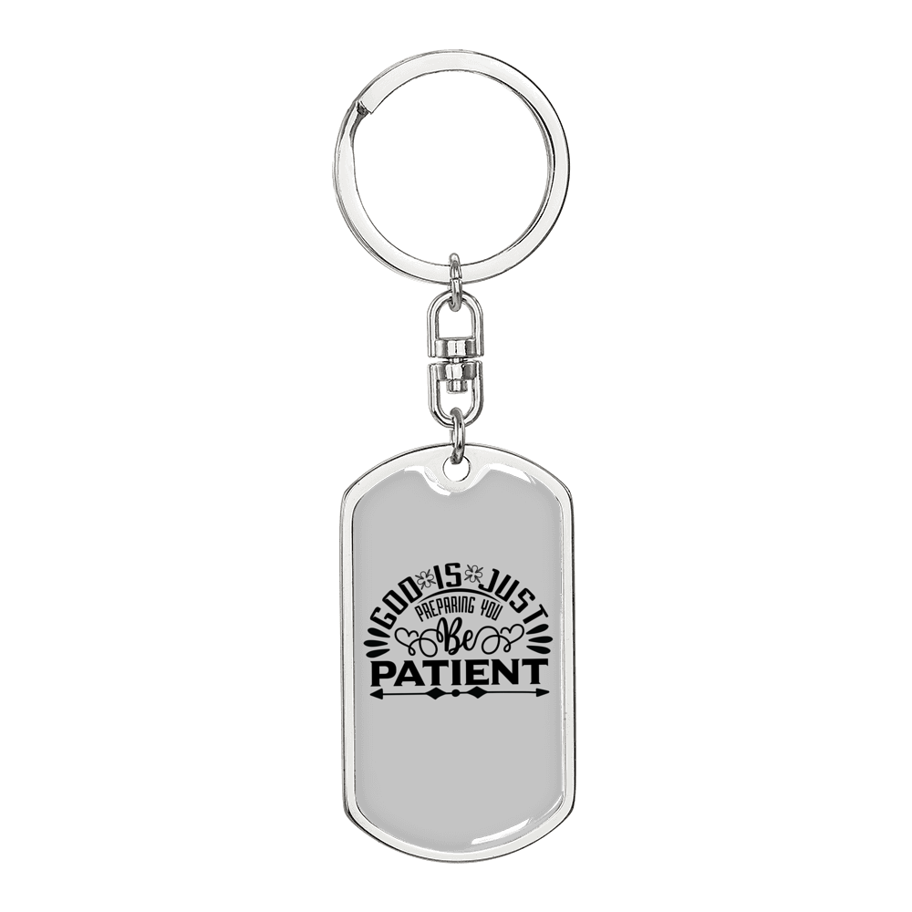 God Is Just Keychain Stainless Steel or 18k Gold Dog Tag Keyring-Express Your Love Gifts