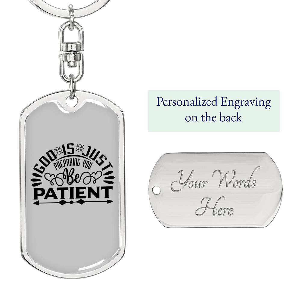 God Is Just Keychain Stainless Steel or 18k Gold Dog Tag Keyring-Express Your Love Gifts