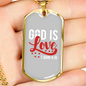 God Is Love 1 John 4:16 Necklace Stainless Steel or 18k Gold Dog Tag 24" Chain-Express Your Love Gifts