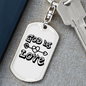 God Is Love Arrow Heart Keychain Stainless Steel or 18k Gold Dog Tag Keyring-Express Your Love Gifts