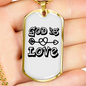 God is Love Arrow Heart Necklace Stainless Steel or 18k Gold Dog Tag 24" Chain-Express Your Love Gifts