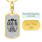 God Is Love Cross Christian Keychain Stainless Steel or 18k Gold Dog Tag Keyring-Express Your Love Gifts