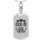 God Is Love Cross Christian Keychain Stainless Steel or 18k Gold Dog Tag Keyring-Express Your Love Gifts