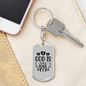 God Is Love Cross Christian Keychain Stainless Steel or 18k Gold Dog Tag Keyring-Express Your Love Gifts