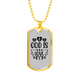 God Is Love Cross Hearts Necklace Stainless Steel or 18k Gold Dog Tag 24" Chain-Express Your Love Gifts