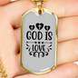 God Is Love Cross Hearts Necklace Stainless Steel or 18k Gold Dog Tag 24" Chain-Express Your Love Gifts