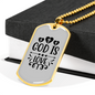 God Is Love Cross Hearts Necklace Stainless Steel or 18k Gold Dog Tag 24" Chain-Express Your Love Gifts