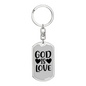 God Is Love Heart Keychain Stainless Steel or 18k Gold Dog Tag Keyring-Express Your Love Gifts