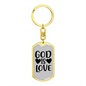 God Is Love Heart Keychain Stainless Steel or 18k Gold Dog Tag Keyring-Express Your Love Gifts
