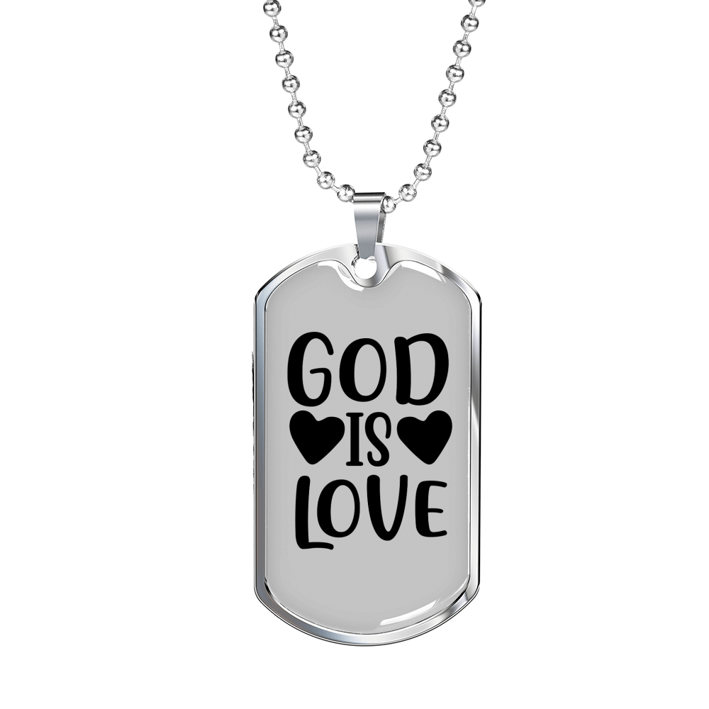 God is Love Heart Necklace Stainless Steel or 18k Gold Dog Tag 24" Chain-Express Your Love Gifts